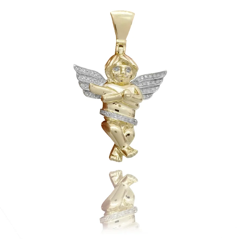 Amber pendants with their warm, golden glow​ Diamond Little Praying Angel Two-Toned Gold Pendant (14K)