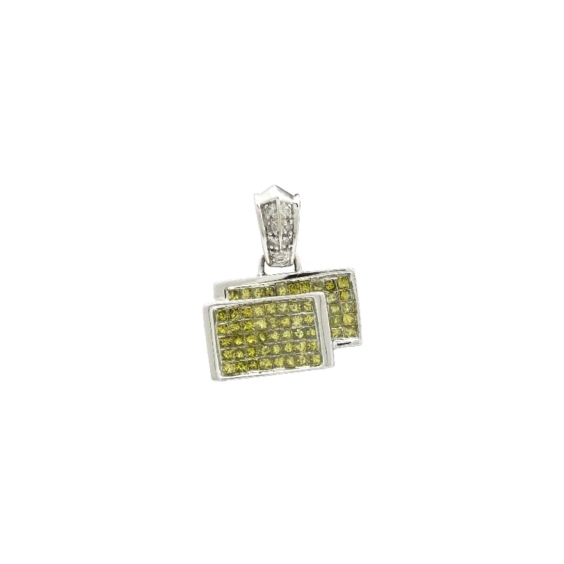 Emerald - set pendants with a rich, green hue Diamond Rectangle Overlap Pendant (14K) Emerald - set pendants with a rich, green hue Diamond Rectangle Overlap Pendant (14K)