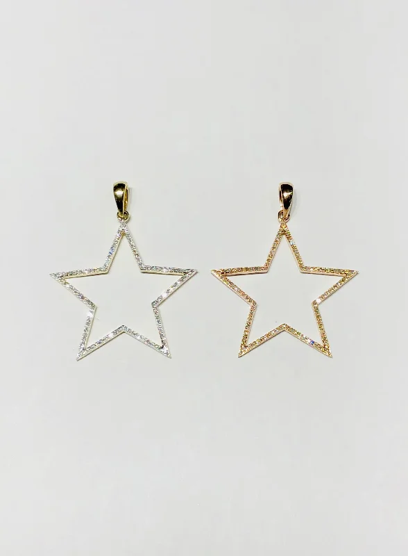 Sterling silver pendants with intricate filigree work​ Diamond Star Outline Pendant (14K)