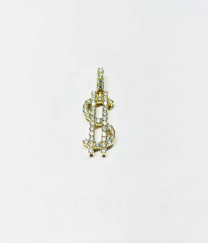 Pendant with an adjustable chain length for versatility​ Dolar sign CZ Pendant (14K).