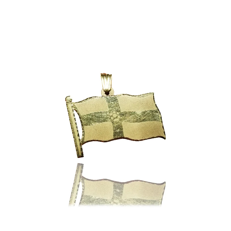 Pendant with an adjustable chain length for versatility​ Dominican Republic Flag Yellow Gold Pendant (14K)