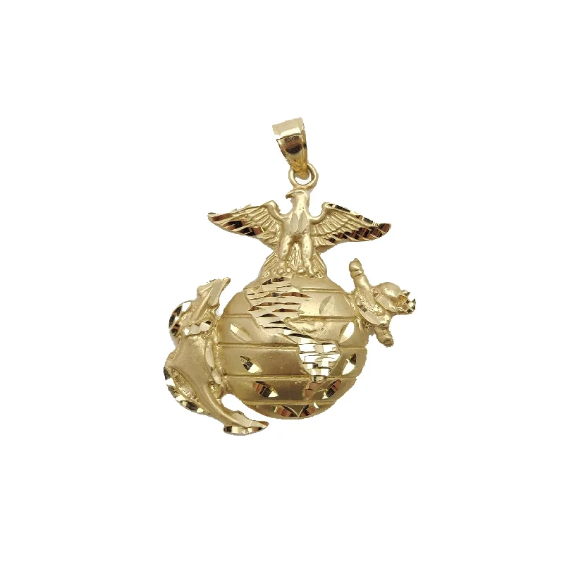 Pendant with an adjustable chain length for versatility​ Eagle, Globe and Anchor, EGA Pendant (14K)