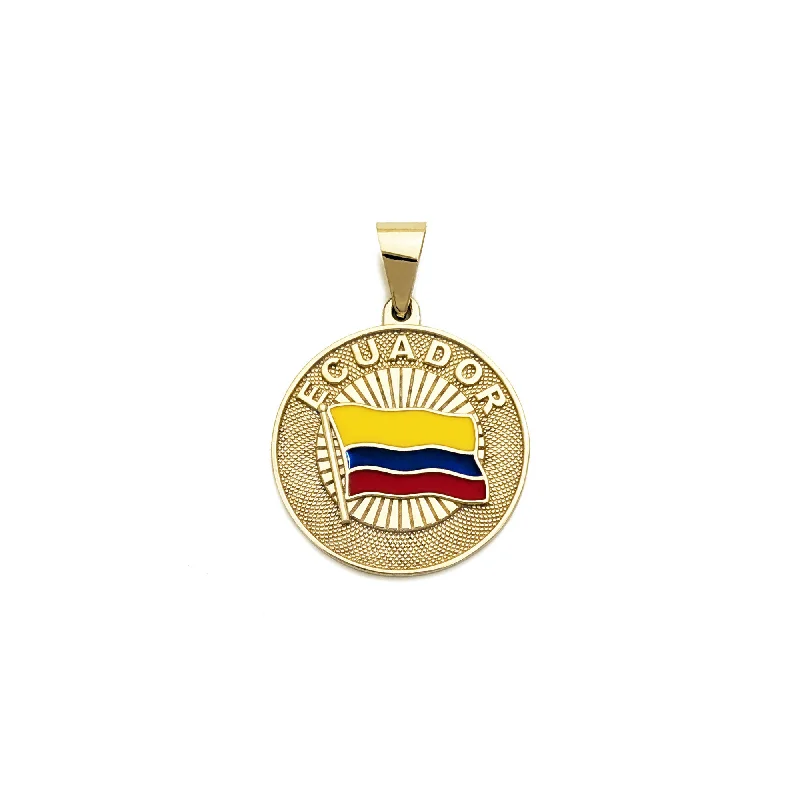 Beaded pendants with colorful gemstone accents​ Ecuador Flag Medallion Pendant (14K)