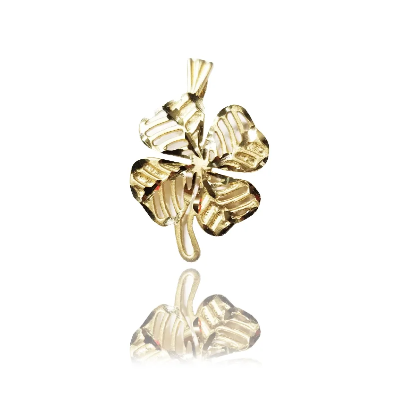 Sterling silver pendants with intricate filigree work​ Lucky Four Leaf Clover Yellow Gold Pendant (14K)
