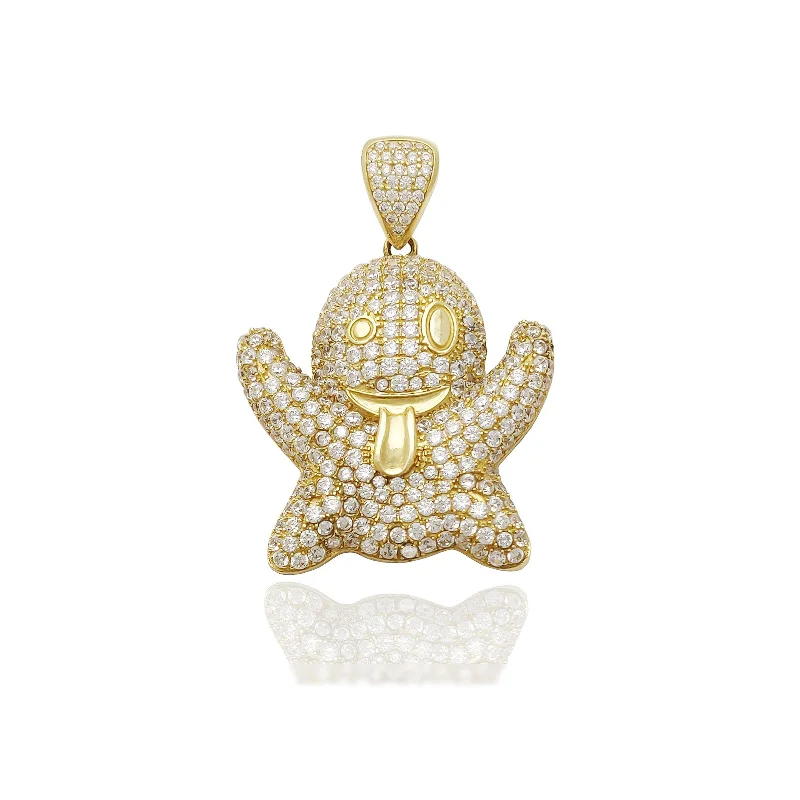Angel - wing pendants for a spiritual and comforting feel​ Ghost Emoji Iced-Out CZ Pendant (14K)