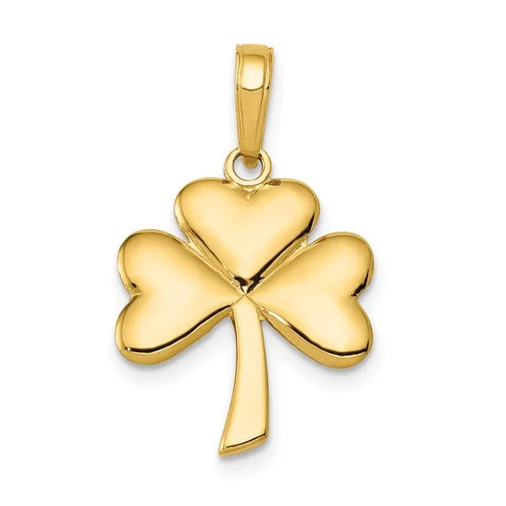 Religious Pendants with Cross or Star of David DesignsGlossy 3-Clover Shamrock Pendant (14K) Religious Pendants with Cross or Star of David DesignsGlossy 3-Clover Shamrock Pendant (14K)