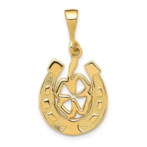 Initial Letter Pendants for a Personalized TouchGlossy 4-Leaf Clover Horseshoe Frame Pendant (14K) Initial Letter Pendants for a Personalized TouchGlossy 4-Leaf Clover Horseshoe Frame Pendant (14K)