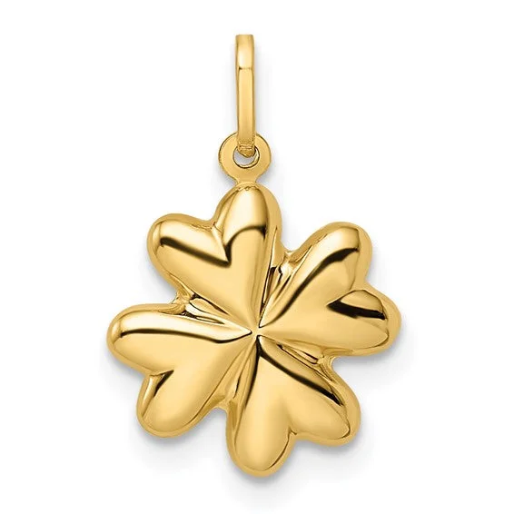 Gemstone - Encrusted Pendants with a Sparkling CenterpieceGlossy 4-Leaf Clover Pendant (14K) Gemstone - Encrusted Pendants with a Sparkling CenterpieceGlossy 4-Leaf Clover Pendant (14K)