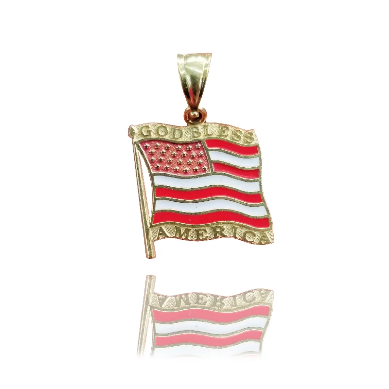 Angel - wing pendants for a spiritual and comforting feel​ God Bless America USA Flag Yellow Gold Pendant (14K)