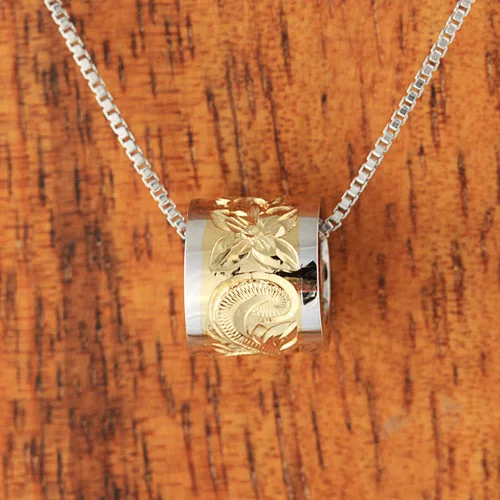 Animal - Shaped Pendants in Sterling Silver14K Two-Tone Gold (WG/YG) Hawaiian Scroll Barrel Pendant (Chain Sold Separately)