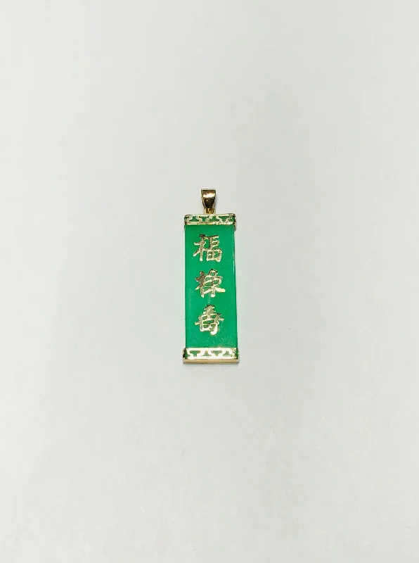 Seashell - designed pendants for a beachy vibe​ Happiness, Good Luck and Longevity Jade Bar Pendant (14K)