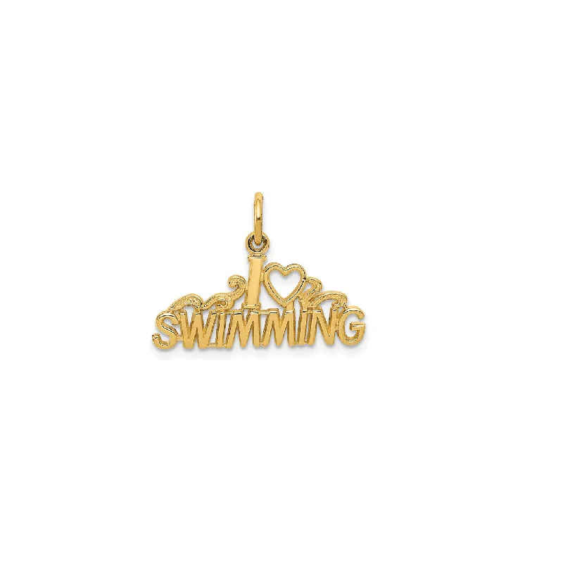 Religious Pendants with Cross or Star of David DesignsI Love Swimming Pendant (14K)