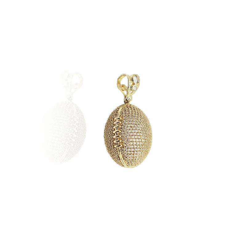 Leather - corded pendants with wooden beads for a bohemian style Iced-Out American Football Pendant (14k) Leather - corded pendants with wooden beads for a bohemian style Iced-Out American Football Pendant (14k)