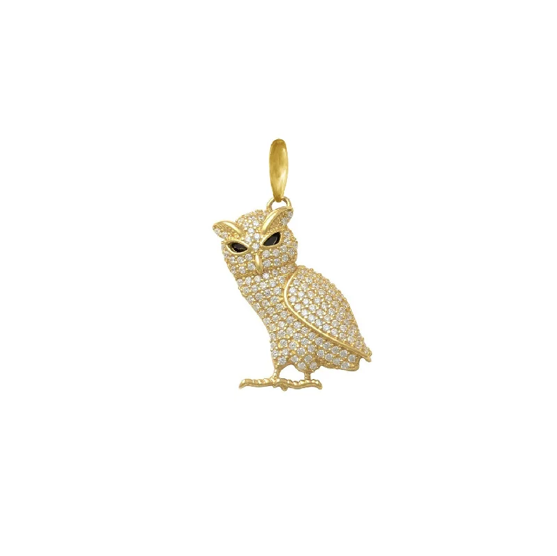 Amber pendants with their warm, golden glow​ Iced-Out Black-Eyed Owl Pendant (14K)