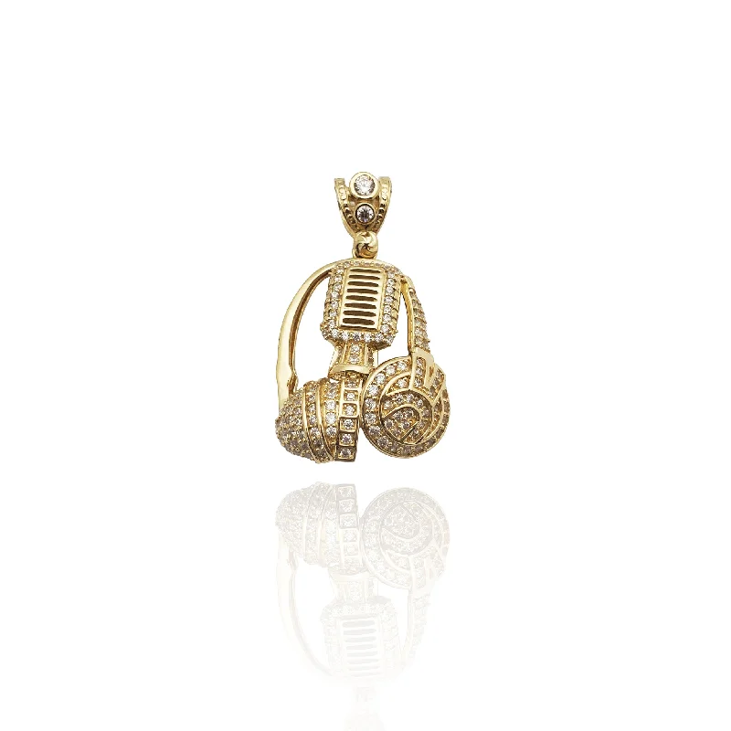 Amber pendants with their warm, golden glow​ Iced-Out DJ Set CZ Pendant (14K)