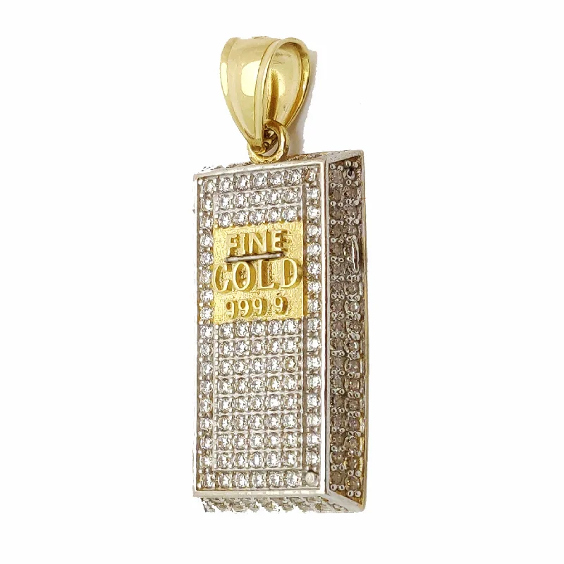 Jade pendants, symbolizing luck and prosperity in Asian cultures​ Iced-Out Gold Bar CZ Pendant (14K).
