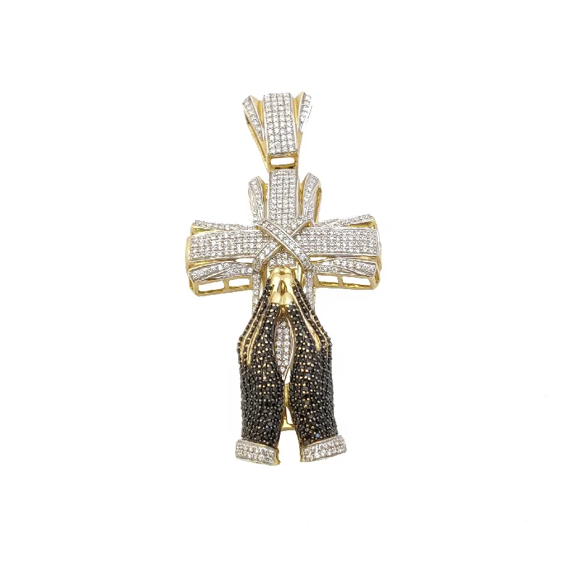 Seashell - designed pendants for a beachy vibe​ Iced-Out Praying Hands Cross CZ Pendant (14K)
