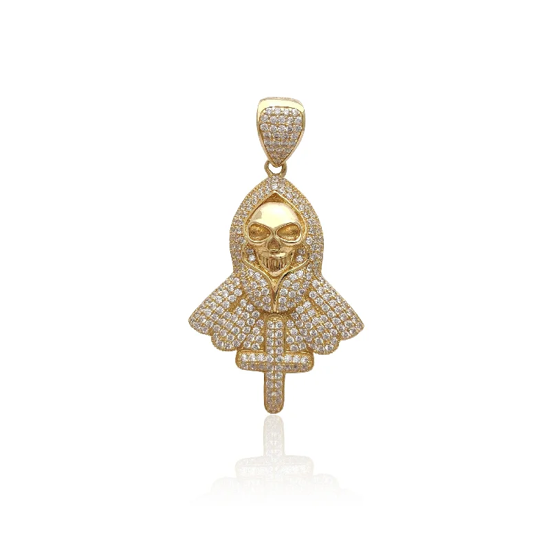 Moonstone pendants with a soft, iridescent sheen Iced-Out Hooded Death Pendant (14K) Moonstone pendants with a soft, iridescent sheen Iced-Out Hooded Death Pendant (14K)