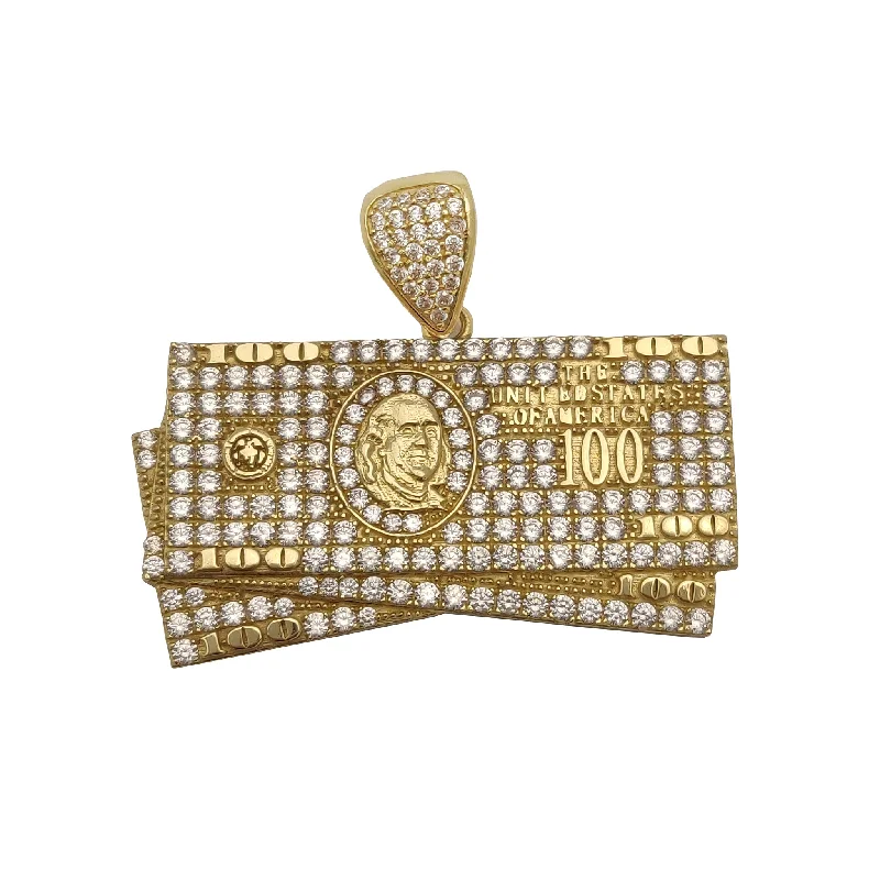 Amethyst pendants for a pop of purple color​ Iced Out Hundred Dollars Bills CZ Pendant (14K)