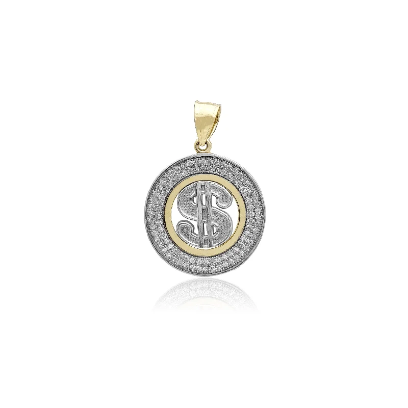 Pendant with a tassel for a bohemian and trendy style​ Iced-Out Dollar Sign Medallion Pendant (14K)