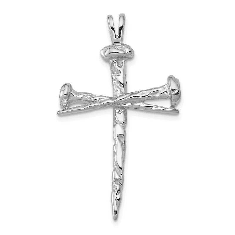 Charm Pendants with Multiple Small Decorative ElementsLadies 14k White Gold, Nail Cross Pendant 25 x 42mm Charm Pendants with Multiple Small Decorative ElementsLadies 14k White Gold, Nail Cross Pendant 25 x 42mm