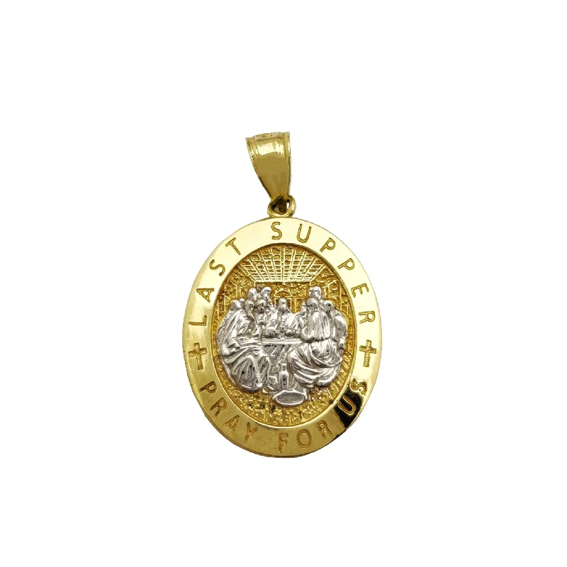Pendant with a fingerprint - engraved design for a personalized touch​ Last Supper Oval Medallion Pendant (14K)