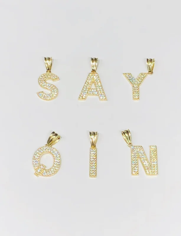 Compass - shaped pendants for a sense of direction​ Letters CZ Pendant (14K)