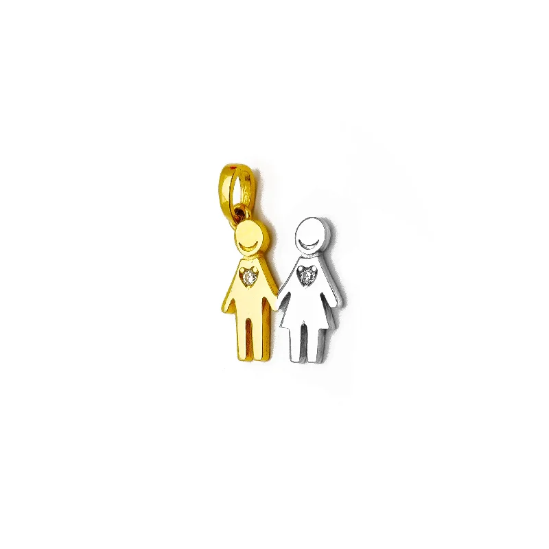 Book - themed pendants for bibliophiles​ Loving Couples CZ Pendant (14K)