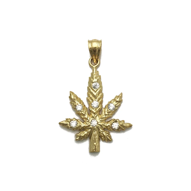 Pendant with a built - in LED light for a unique feature​ Marijuana Leaf CZ Pendant (14K)
