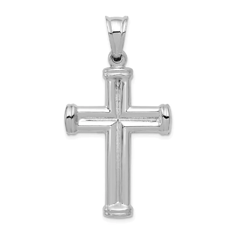 Animal - Shaped Pendants in Sterling SilverMen's 14k White Gold Hollow 3D Grooved Cross Pendant