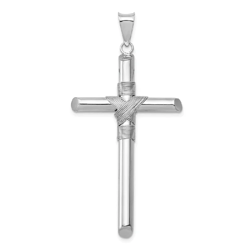 Initial Letter Pendants for a Personalized TouchMen's 14k White Gold Hollow Tube Rope Cross Pendant Initial Letter Pendants for a Personalized TouchMen's 14k White Gold Hollow Tube Rope Cross Pendant