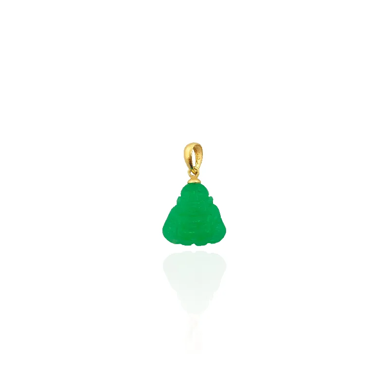 Pendant with a fringe for added texture and movement​ Mini Jade Buddha Pendant (14K)