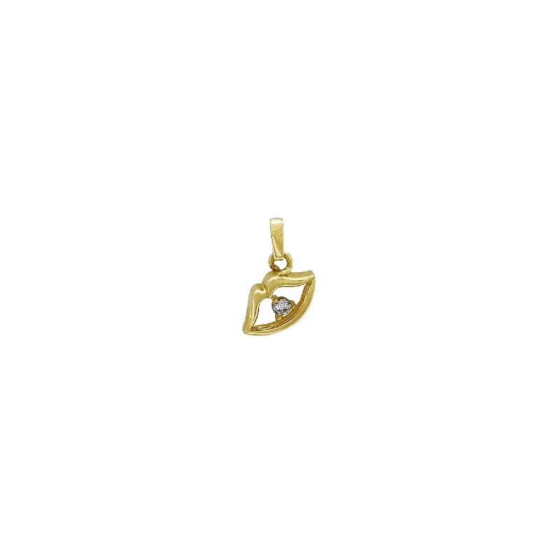Sterling silver pendants with intricate filigree work​ Mini Outline Lips CZ Pendant (14K)