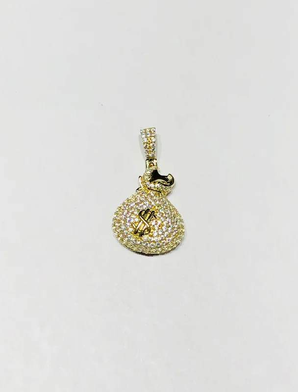 Jade pendants, symbolizing luck and prosperity in Asian cultures​ Money Bag CZ Pendant (14K)