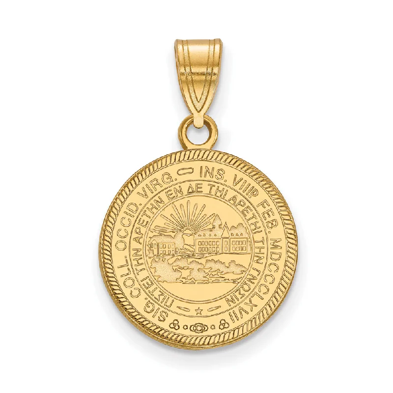 Gemstone - Encrusted Pendants with a Sparkling Centerpiece14k Gold Plated Silver West Virginia U. Medium Crest Disc Pendant Gemstone - Encrusted Pendants with a Sparkling Centerpiece14k Gold Plated Silver West Virginia U. Medium Crest Disc Pendant