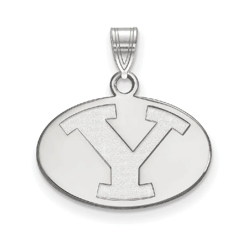 Pendant with a tassel for a bohemian and trendy style 14k White Gold Brigham Young U Small Initial Y Oval Pendant Pendant with a tassel for a bohemian and trendy style 14k White Gold Brigham Young U Small Initial Y Oval Pendant