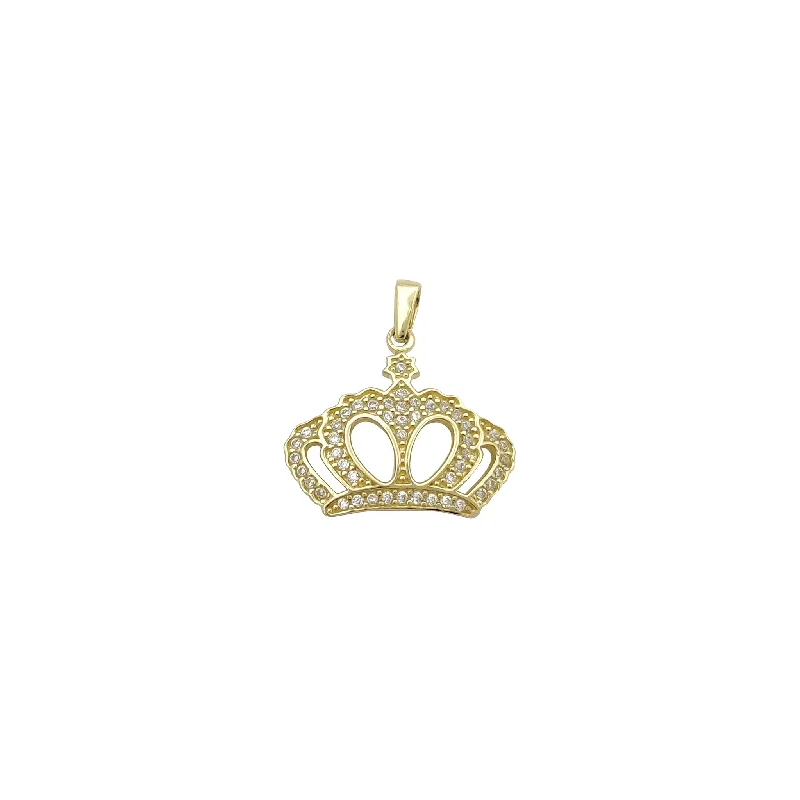 Titanium pendants known for their durability and lightweight nature​ Outline Queen Crown CZ Pendant (14K)