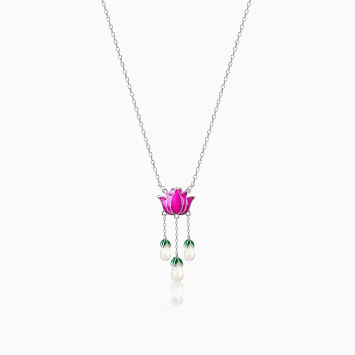 Locket Pendant Necklaces with Personalized EngravingsOxidised Silver Pichwai Lotus Necklace