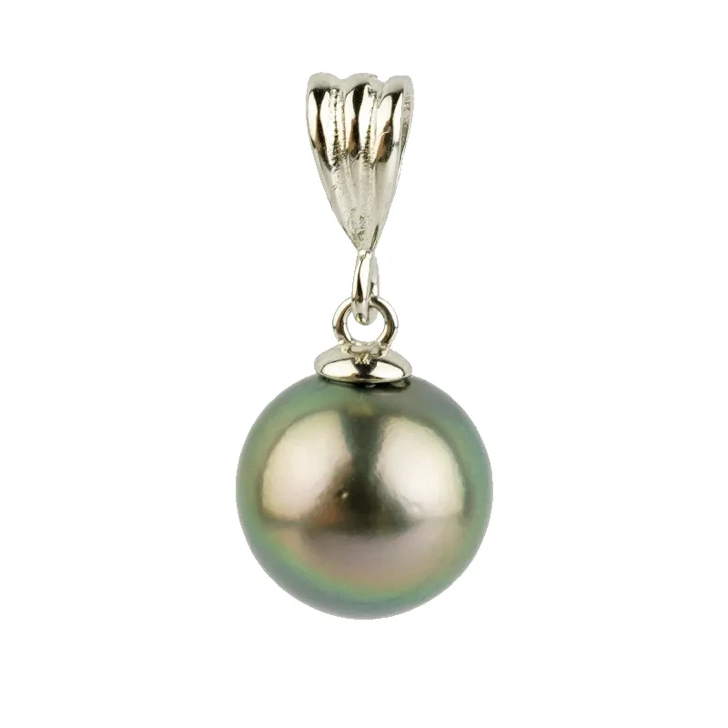 Nature - Inspired Pendant Necklaces with Leaf or Flower DesignsPink Peacock 10.3mm Tahitian Pearl Pendant on Sterling Silver