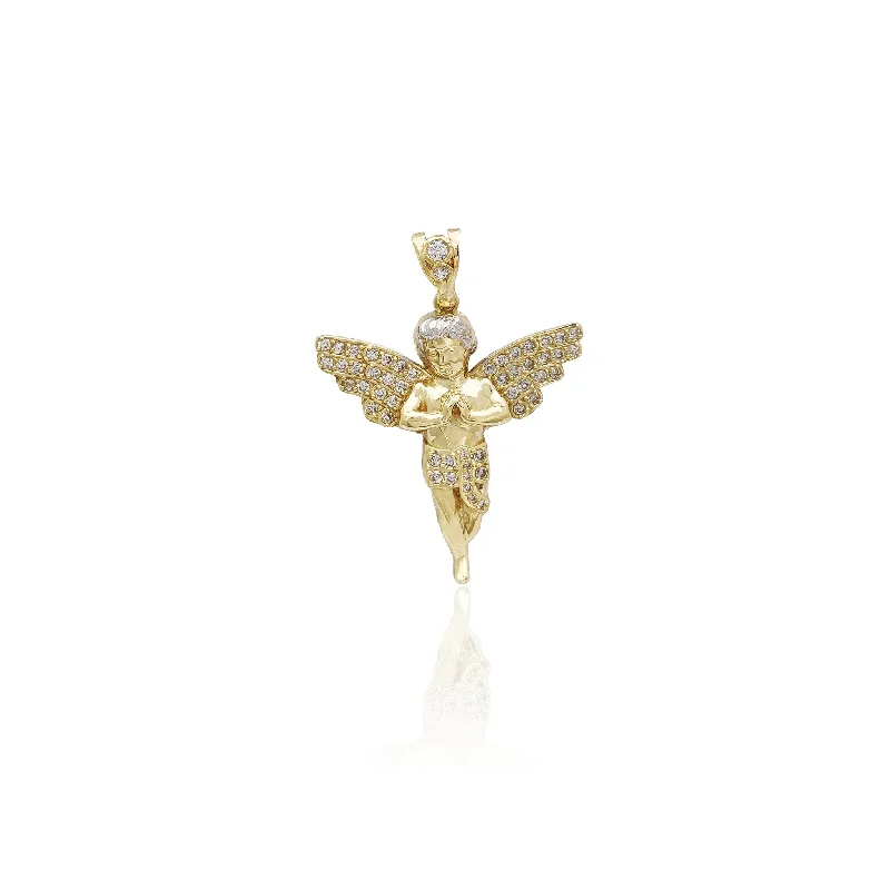 Crystal - encrusted pendants for a glamorous and sparkly effect Praying Baby Angel Pendant (14K) Crystal - encrusted pendants for a glamorous and sparkly effect Praying Baby Angel Pendant (14K)
