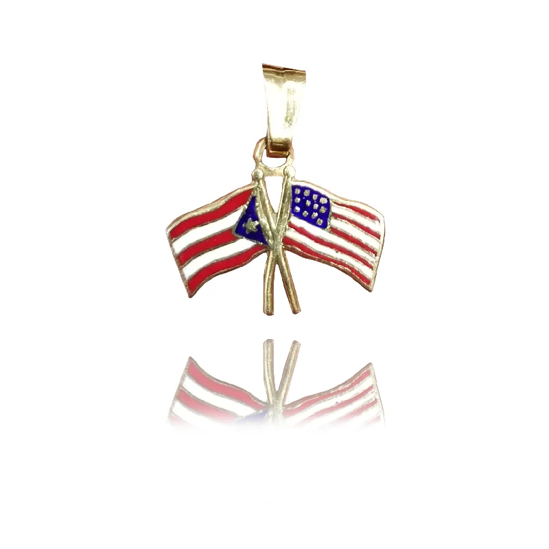 Phoenix - inspired pendants symbolizing rebirth and transformation​ Puerto Rican & USA Flag Yellow Gold Pendant (14K)
