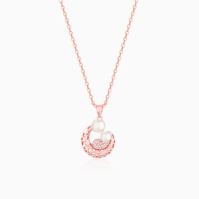 Zodiac Sign Pendant Necklaces for Astrology EnthusiastsRose Gold Pearlescent Cuddle Pendant With Link Chain