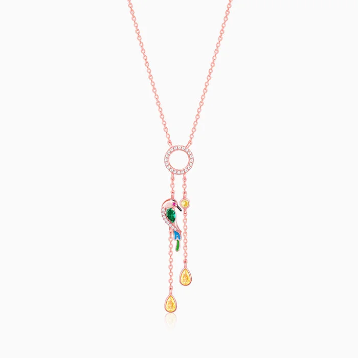 Zodiac Sign Pendant Necklaces for Astrology EnthusiastsRose Gold Swinging Bird Pendant with Link Chain