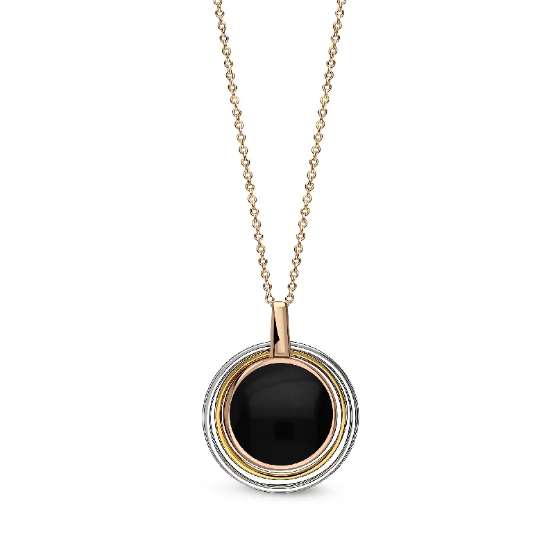 Zodiac Sign Pendant Necklaces for Astrology EnthusiastsRose Gold Vermeil Whitby Jet Contemporary Round Hoop Pendant