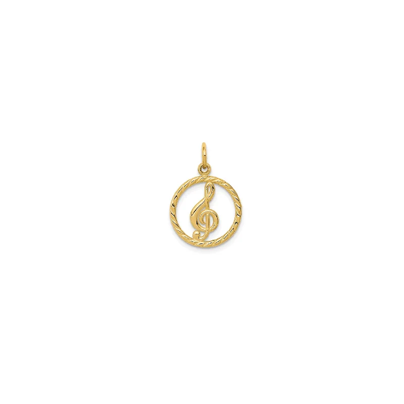 Gemstone - Encrusted Pendants with a Sparkling CenterpieceRound Frame Treble Clef Pendant (14K) Gemstone - Encrusted Pendants with a Sparkling CenterpieceRound Frame Treble Clef Pendant (14K)