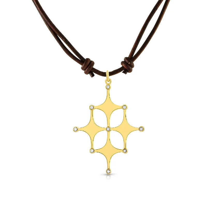 Garnet pendants in deep red tones​ Satellite Pendant in 14K Gold with Diamonds