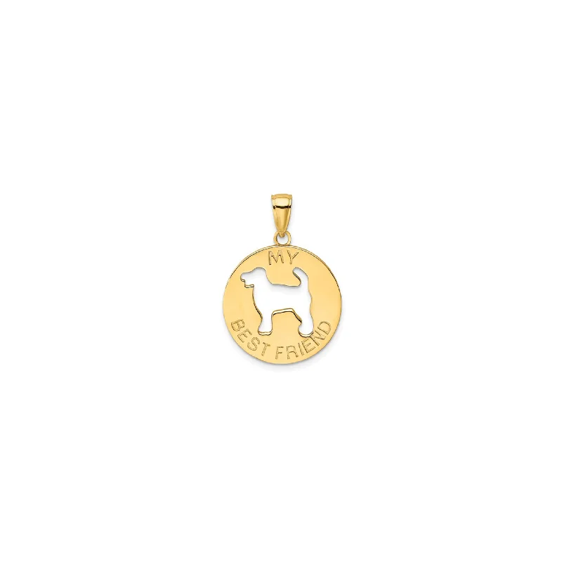 Charm Pendants with Multiple Small Decorative ElementsSilhouette Dog "MY BEST FRIEND" Pendant (14K) Charm Pendants with Multiple Small Decorative ElementsSilhouette Dog "MY BEST FRIEND" Pendant (14K)