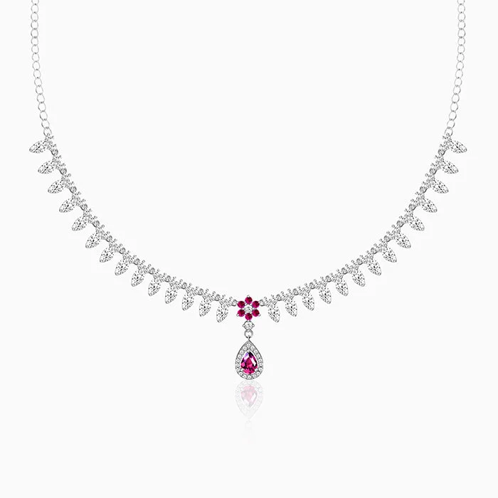 Zodiac Sign Pendant Necklaces for Astrology EnthusiastsSilver Pink Flower Drop Necklace