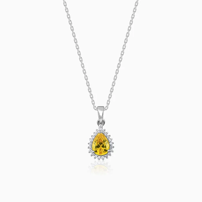 Zodiac Sign Pendant Necklaces for Astrology EnthusiastsSilver Yellow Drop Pendant With Link Chain