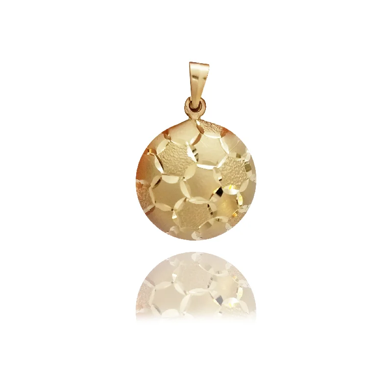 Leather - corded pendants with wooden beads for a bohemian style​ Soccer Ball Yellow Gold Pendant (14K)